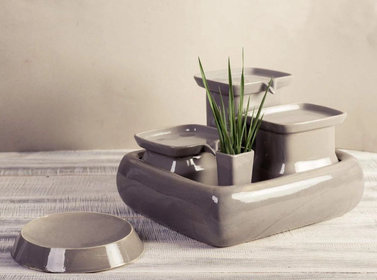 Miaustore Grote Keramische Drinkfontein – Drinkfonteinen – Grijs – Waterbak – Keramisch – 3.4L – Katten En Honden – Geen Filter Nodig 3 Miaustore Grote Keramische Drinkfontein – Drinkfonteinen – Grijs – Waterbak – Keramisch – 3.4L – Katten En Honden – Geen Filter Nodig