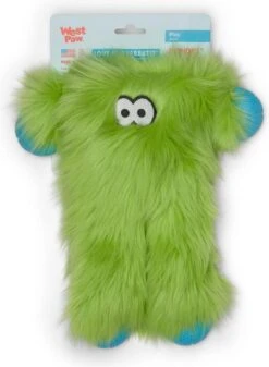 West Paw Rowdies™ Peet – Pluche Hondenspeelgoed – Voor (Middel)Grote Honden – Sterke Knuffel Met Pieper In Roze, Groen En Geel – Ideaal Voor Trekspel – Peet Lime